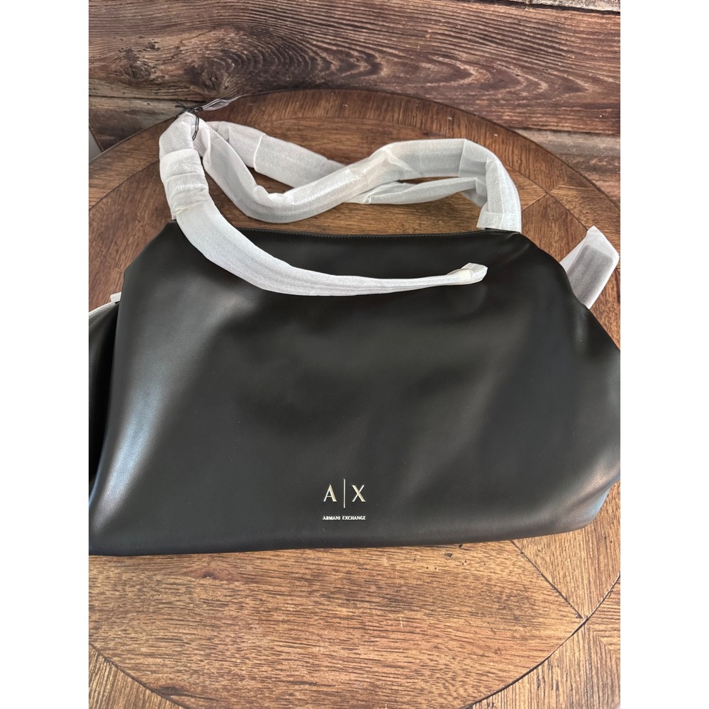 Armani Exchange Black Faux Leather Shoulder Bag NWT 942838 827